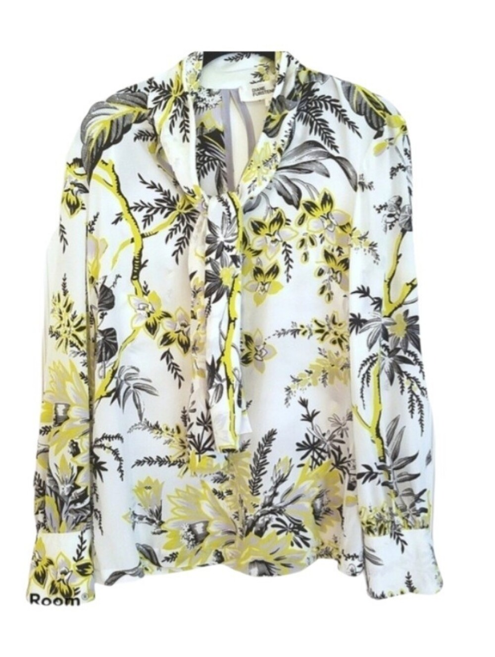 Diane von Furstenberg silk print high neck bow blouse 2